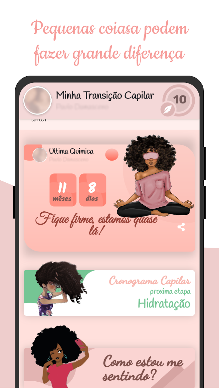 Tela do app Minha Transição Capilar