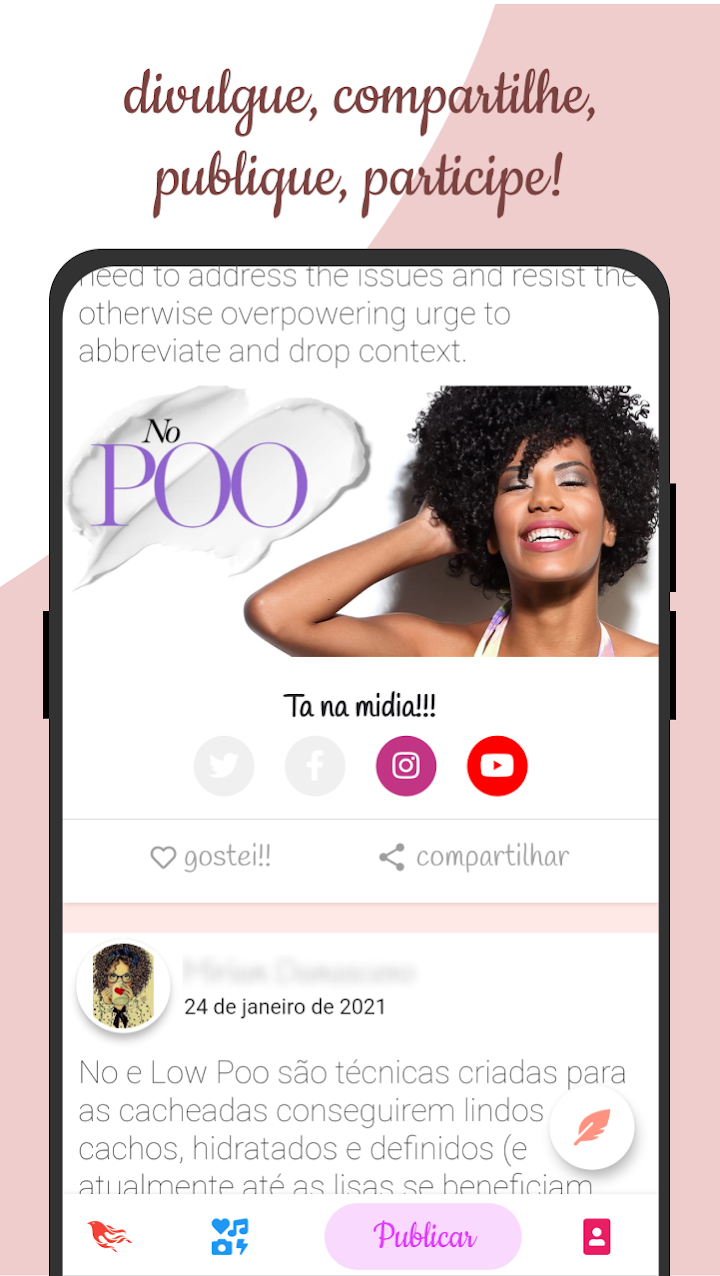 Tela do app Minha Transição Capilar